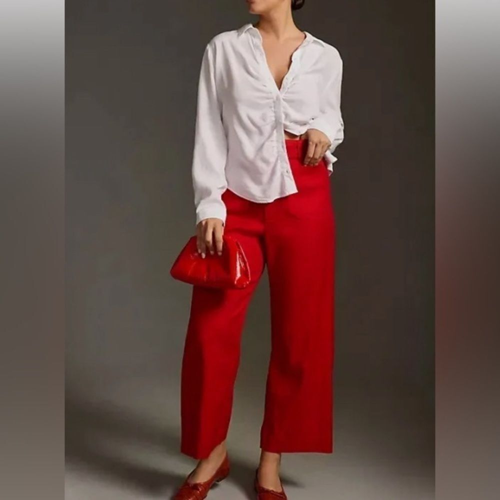 Anthropologie Maeve Wide Leg Bright Red Size 8